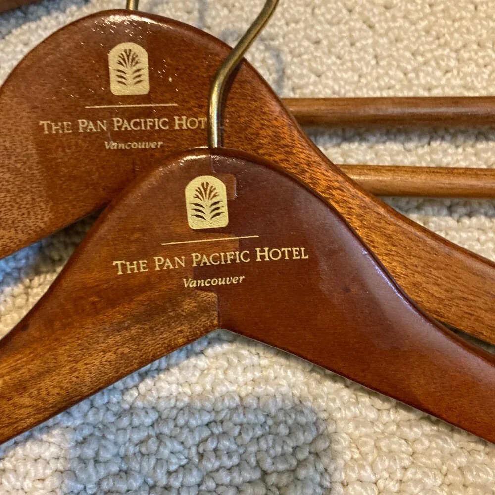 Share Vtg Wooden Hangers The Pan Pacific Hotel Vancouver Canada WISHBONE 11